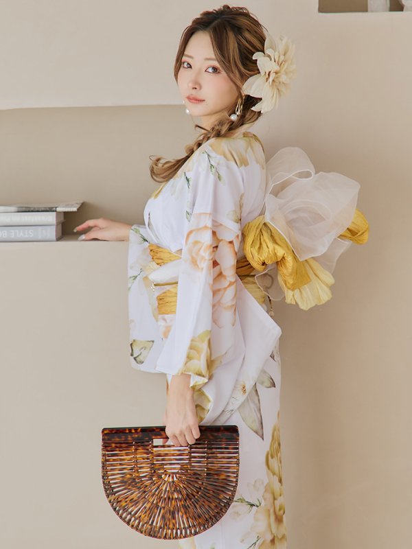 画像16: 【即日発送】アンニュイイエローフラワー浴衣【浴衣３点セット 浴衣/帯/下駄】[YMT]