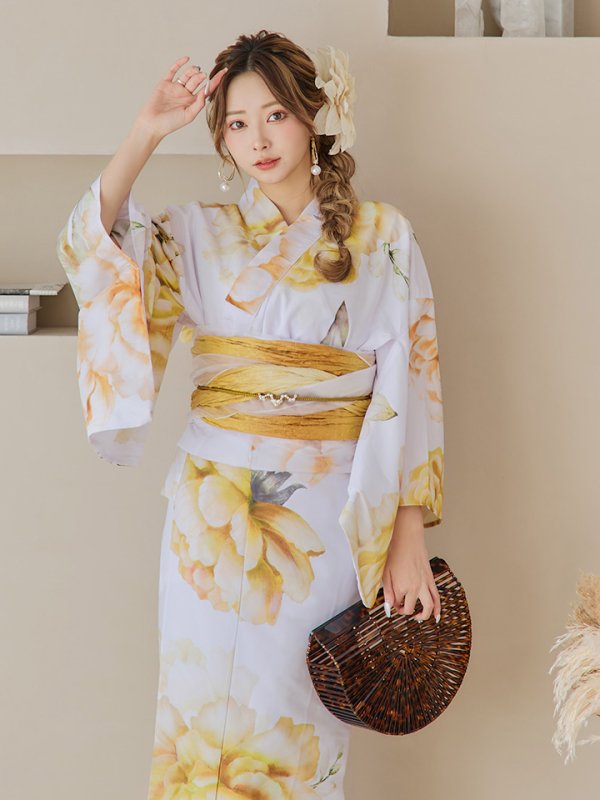 画像7: 【即日発送】アンニュイイエローフラワー浴衣【浴衣３点セット 浴衣/帯/下駄】[YMT]