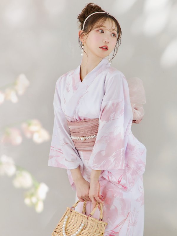 画像10: 【即日発送】ニュアンスピンクフラワー浴衣【浴衣３点セット 浴衣/帯/下駄】[YMT]