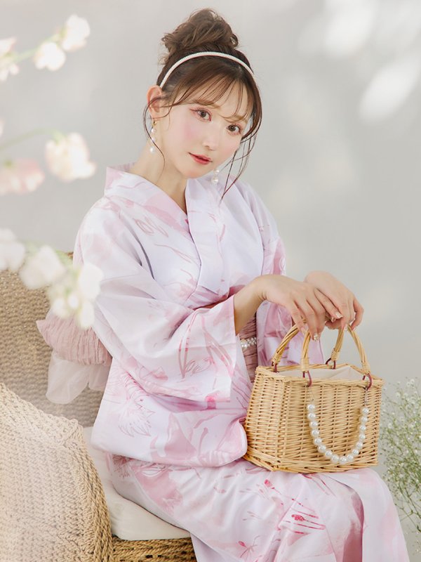 画像12: 【即日発送】ニュアンスピンクフラワー浴衣【浴衣３点セット 浴衣/帯/下駄】[YMT]