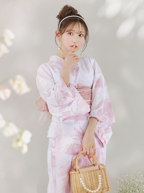 画像13: 【即日発送】ニュアンスピンクフラワー浴衣【浴衣３点セット 浴衣/帯/下駄】[YMT]