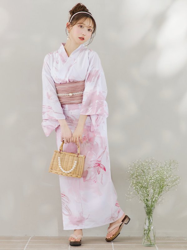画像14: 【即日発送】ニュアンスピンクフラワー浴衣【浴衣３点セット 浴衣/帯/下駄】[YMT]