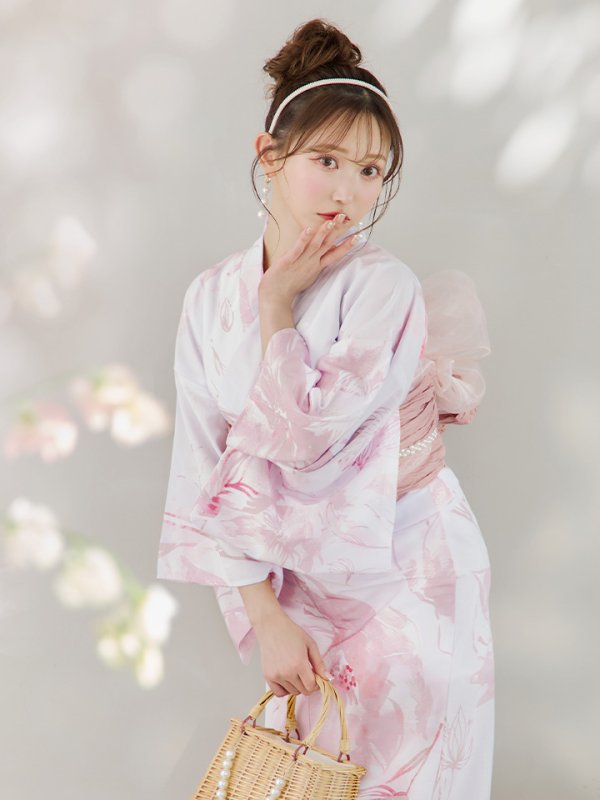 画像20: 【即日発送】ニュアンスピンクフラワー浴衣【浴衣３点セット 浴衣/帯/下駄】[YMT]