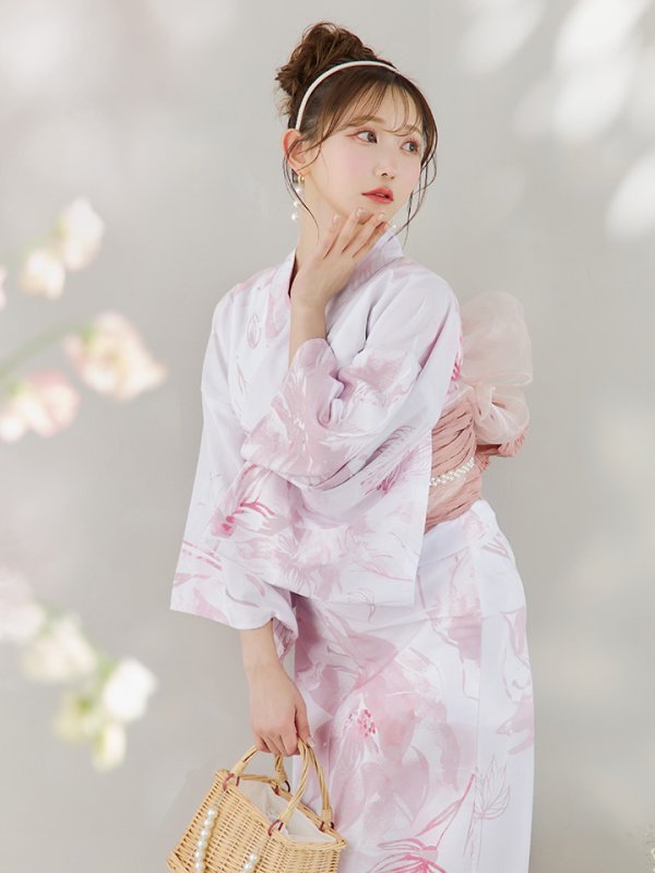 画像3: 【即日発送】ニュアンスピンクフラワー浴衣【浴衣３点セット 浴衣/帯/下駄】[YMT]