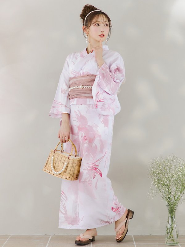 画像4: 【即日発送】ニュアンスピンクフラワー浴衣【浴衣３点セット 浴衣/帯/下駄】[YMT]
