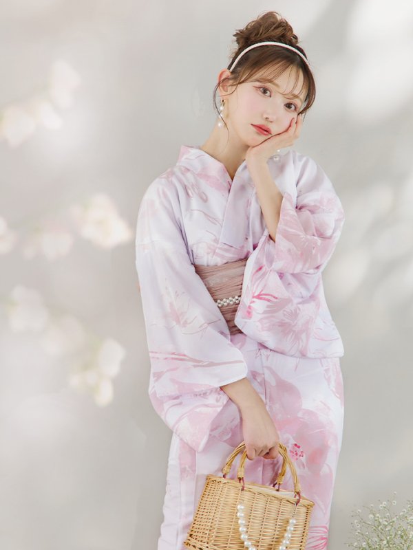 画像6: 【即日発送】ニュアンスピンクフラワー浴衣【浴衣３点セット 浴衣/帯/下駄】[YMT]