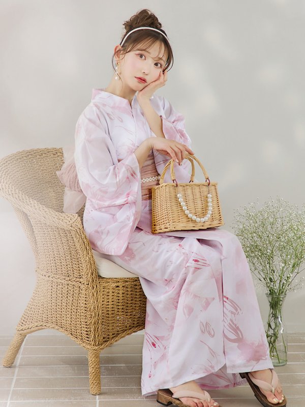 画像8: 【即日発送】ニュアンスピンクフラワー浴衣【浴衣３点セット 浴衣/帯/下駄】[YMT]