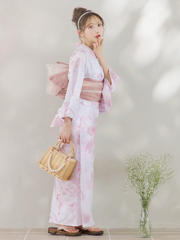 画像9: 【即日発送】ニュアンスピンクフラワー浴衣【浴衣３点セット 浴衣/帯/下駄】[YMT]
