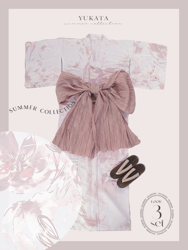 画像27: 【即日発送】ニュアンスピンクフラワー浴衣【浴衣３点セット 浴衣/帯/下駄】[YMT]