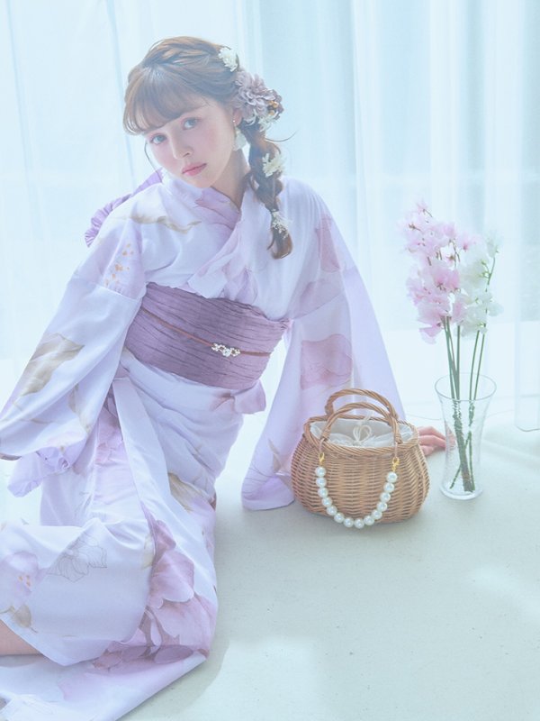 画像16: 【即日発送】アンティークパープルローズ浴衣【浴衣３点セット 浴衣/帯/下駄】[YMT]