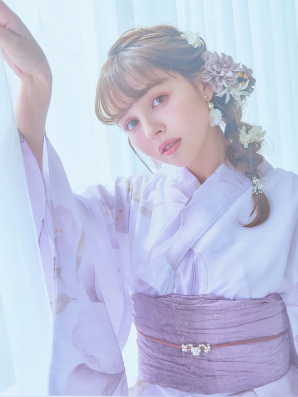 画像19: 【即日発送】アンティークパープルローズ浴衣【浴衣３点セット 浴衣/帯/下駄】[YMT]