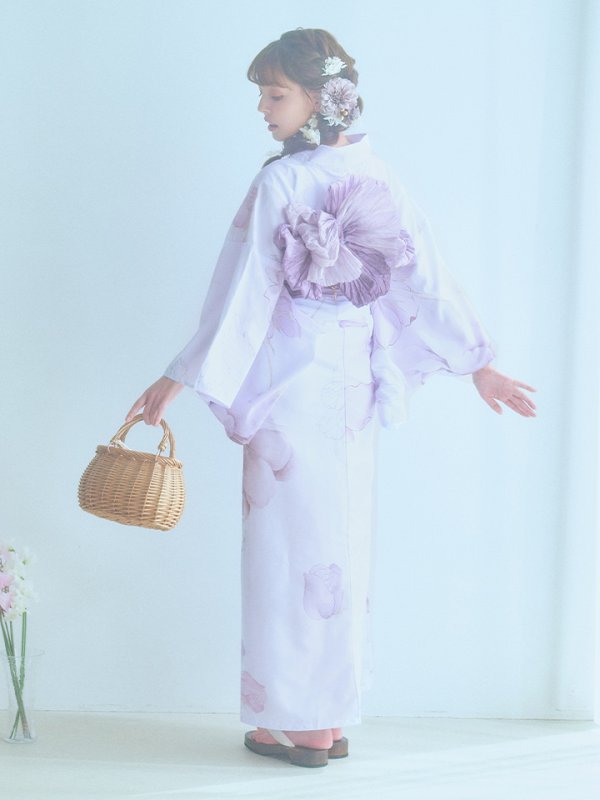 画像20: 【即日発送】アンティークパープルローズ浴衣【浴衣３点セット 浴衣/帯/下駄】[YMT]