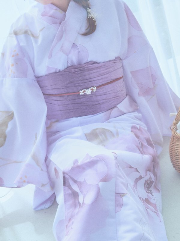 画像21: 【即日発送】アンティークパープルローズ浴衣【浴衣３点セット 浴衣/帯/下駄】[YMT]