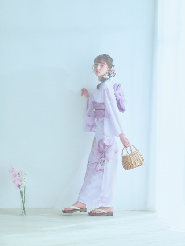 画像8: 【即日発送】アンティークパープルローズ浴衣【浴衣３点セット 浴衣/帯/下駄】[YMT]