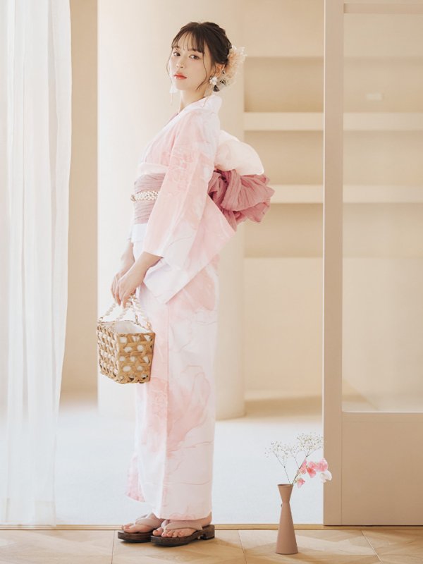 画像10: 【即日発送】ニュアンスピンクフラワー浴衣【浴衣３点セット 浴衣/帯/下駄】[YMT]