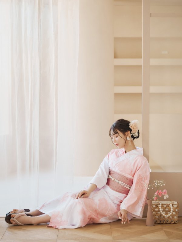 画像11: 【即日発送】ニュアンスピンクフラワー浴衣【浴衣３点セット 浴衣/帯/下駄】[YMT]