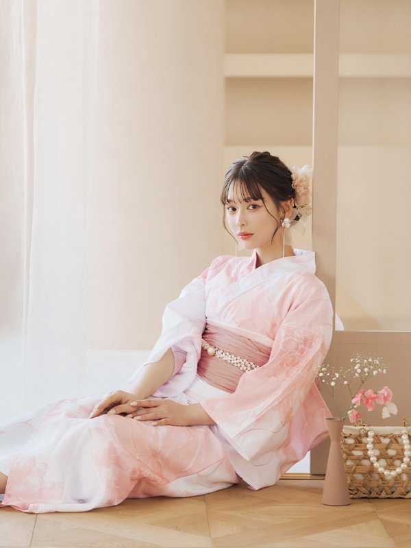 画像12: 【即日発送】ニュアンスピンクフラワー浴衣【浴衣３点セット 浴衣/帯/下駄】[YMT]