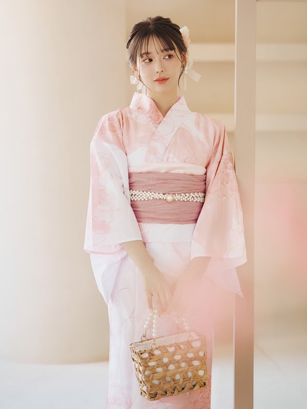 画像14: 【即日発送】ニュアンスピンクフラワー浴衣【浴衣３点セット 浴衣/帯/下駄】[YMT]