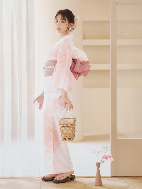画像16: 【即日発送】ニュアンスピンクフラワー浴衣【浴衣３点セット 浴衣/帯/下駄】[YMT]