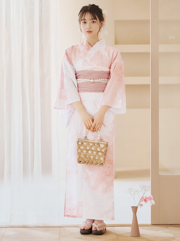 画像4: 【即日発送】ニュアンスピンクフラワー浴衣【浴衣３点セット 浴衣/帯/下駄】[YMT]