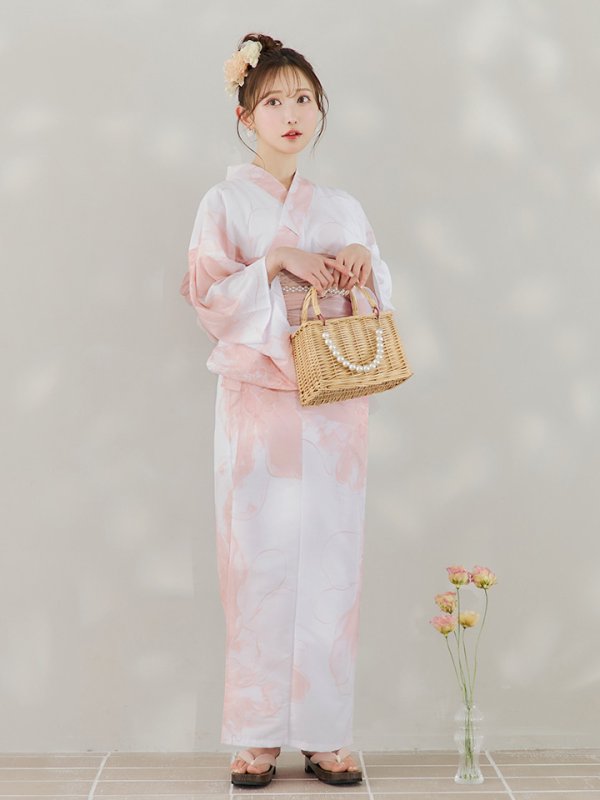 画像15: 【即日発送】ニュアンスピンクフラワー浴衣【浴衣３点セット 浴衣/帯/下駄】[YMT]
