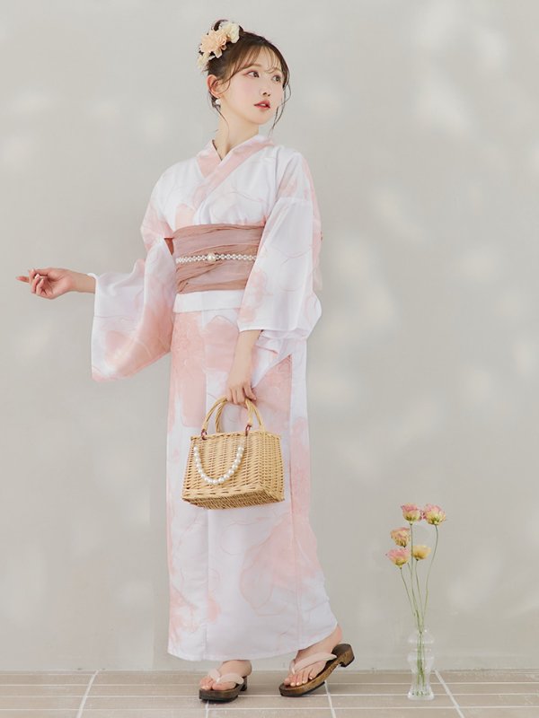 画像16: 【即日発送】ニュアンスピンクフラワー浴衣【浴衣３点セット 浴衣/帯/下駄】[YMT]