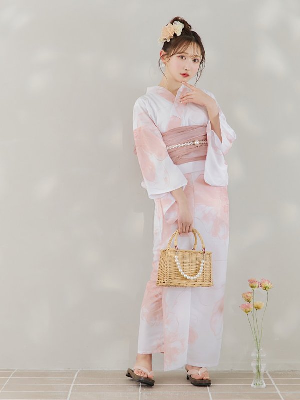 画像18: 【即日発送】ニュアンスピンクフラワー浴衣【浴衣３点セット 浴衣/帯/下駄】[YMT]