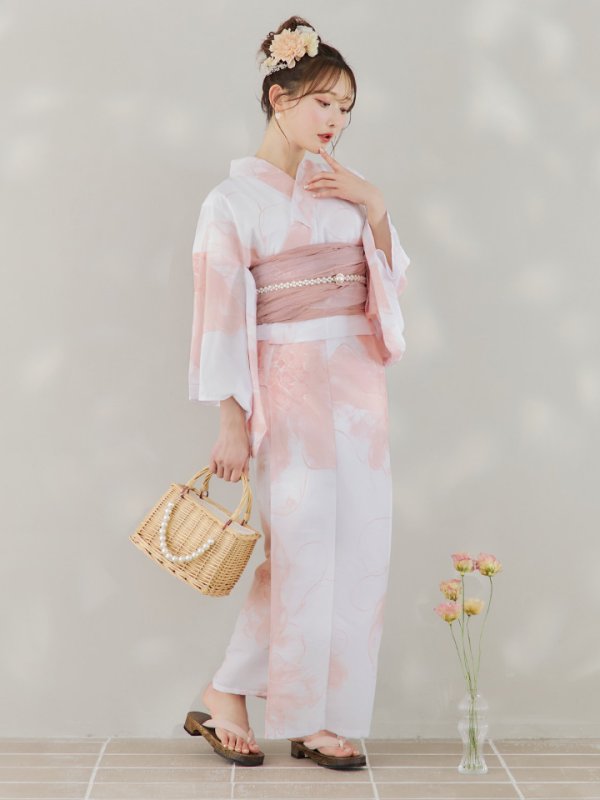 画像19: 【即日発送】ニュアンスピンクフラワー浴衣【浴衣３点セット 浴衣/帯/下駄】[YMT]
