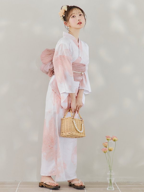 画像5: 【即日発送】ニュアンスピンクフラワー浴衣【浴衣３点セット 浴衣/帯/下駄】[YMT]