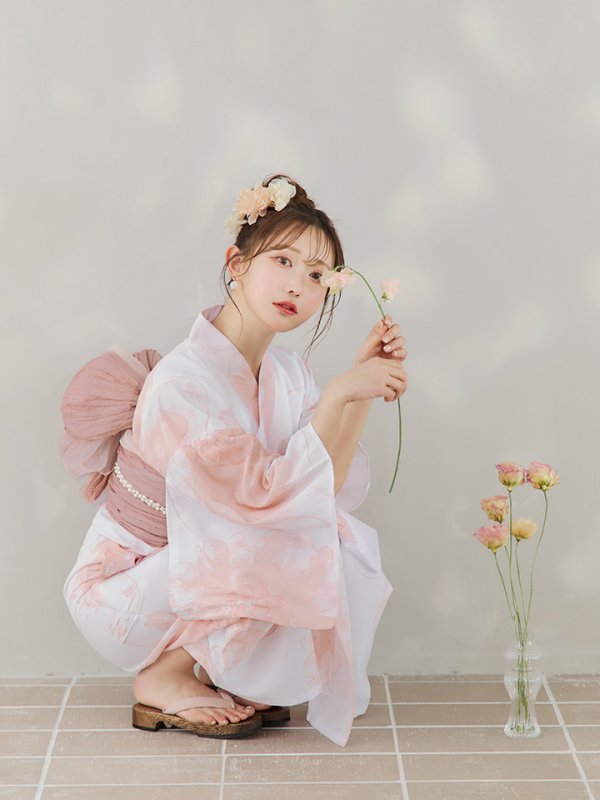 画像9: 【即日発送】ニュアンスピンクフラワー浴衣【浴衣３点セット 浴衣/帯/下駄】[YMT]