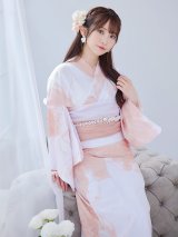 【即日発送】ニュアンスピンクフラワー浴衣【浴衣３点セット 浴衣/帯/下駄】OBI-siwa-200-kj-8-P / HIMO-903-kj-W / HEKO-800-sb-4-P / YA-74-kn-LP / YA-1081-kj-IV / GETA-01-kj-7-P / [YMT]
