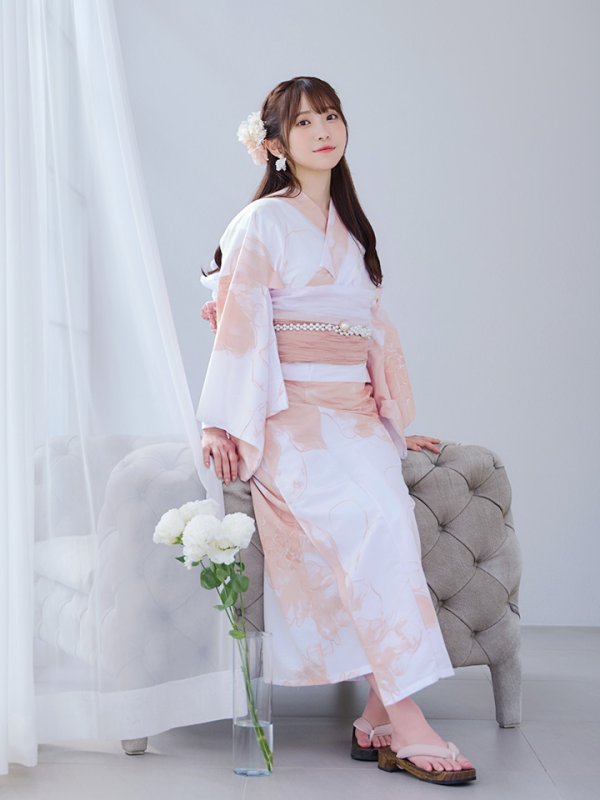 画像10: 【即日発送】ニュアンスピンクフラワー浴衣【浴衣３点セット 浴衣/帯/下駄】[YMT]