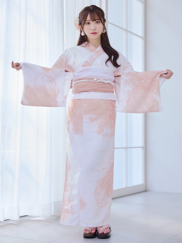 画像4: 【即日発送】ニュアンスピンクフラワー浴衣【浴衣３点セット 浴衣/帯/下駄】[YMT]