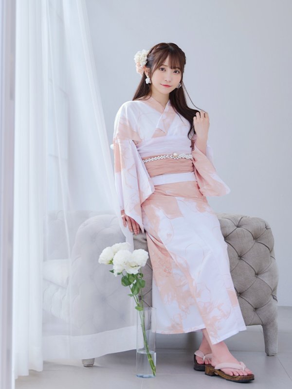 画像6: 【即日発送】ニュアンスピンクフラワー浴衣【浴衣３点セット 浴衣/帯/下駄】[YMT]