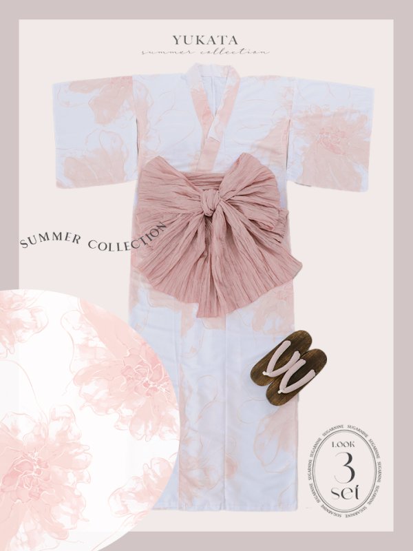 画像23: 【即日発送】ニュアンスピンクフラワー浴衣【浴衣３点セット 浴衣/帯/下駄】[YMT]