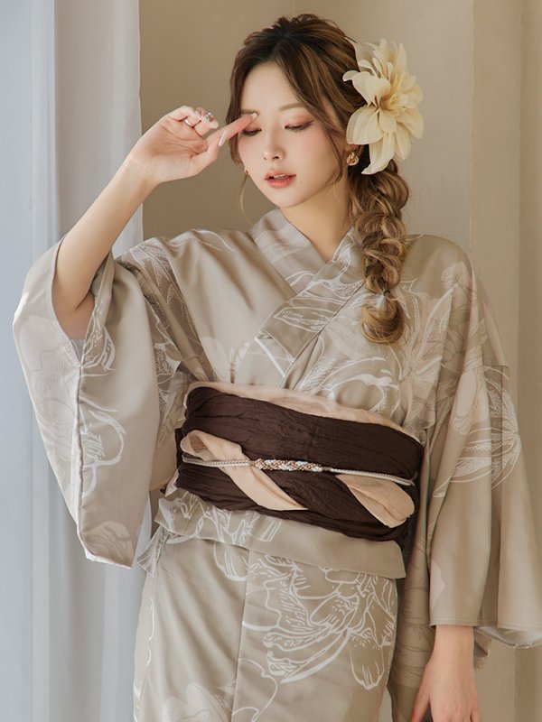 画像16: 【即日発送】ニュアンスフラワーベージュ浴衣【浴衣３点セット 浴衣/帯/下駄】[YMT]