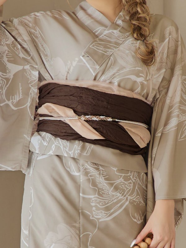 画像20: 【即日発送】ニュアンスフラワーベージュ浴衣【浴衣３点セット 浴衣/帯/下駄】[YMT]