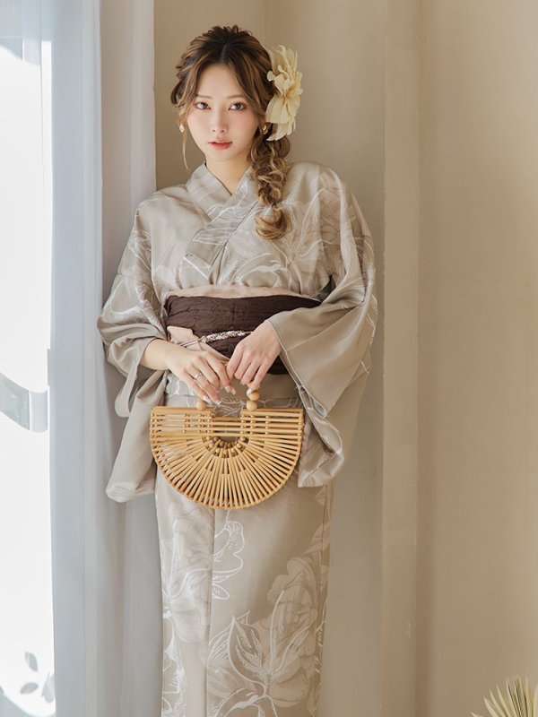 画像9: 【即日発送】ニュアンスフラワーベージュ浴衣【浴衣３点セット 浴衣/帯/下駄】[YMT]