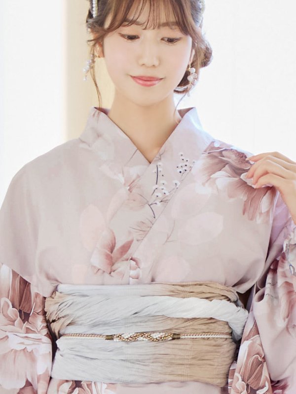画像18: 【即日発送】くすみピンクアンティークフラワー浴衣【浴衣３点セット 浴衣/帯/下駄】[YMT]