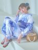 画像1: 【即日発送】水彩フラワーブルー浴衣 siwa-g210kj / Yhimo-IV / Yheko-WH / A948kj-NV / YG04BLkj/ [OF03] (1)