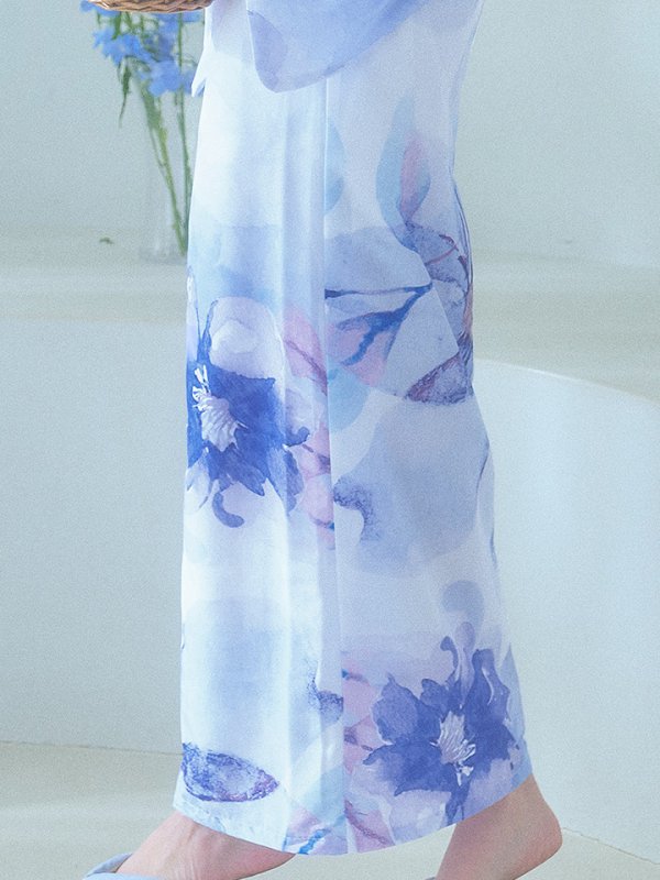 画像24: 【即日発送】水彩フラワーブルー浴衣【浴衣３点セット 浴衣/帯/下駄】[YMT]