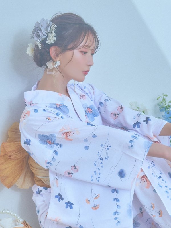 画像15: 【浴衣セール！】【即日発送】ニュアンスフローラル浴衣【浴衣３点セット 浴衣/帯/下駄】[YMT]