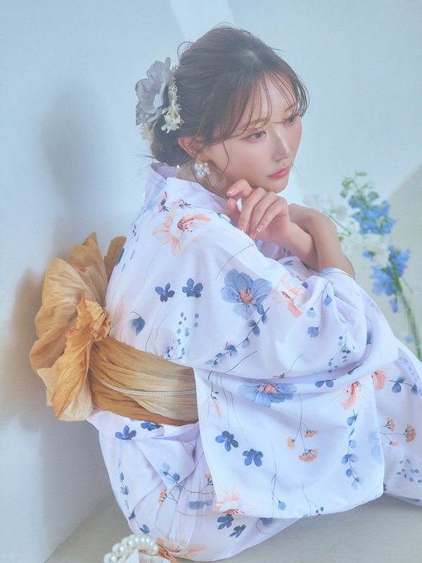 画像3: 【浴衣セール！】【即日発送】ニュアンスフローラル浴衣【浴衣３点セット 浴衣/帯/下駄】[YMT]