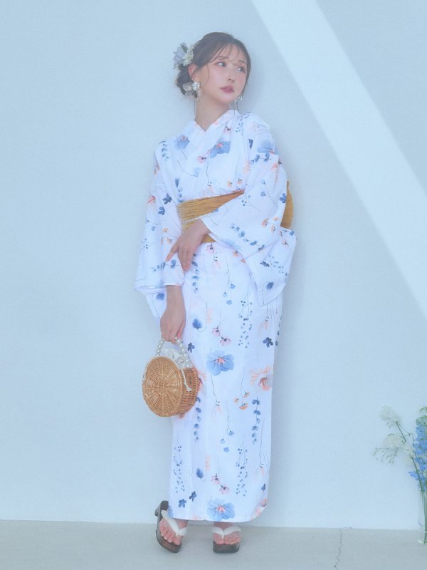 画像4: 【浴衣セール！】【即日発送】ニュアンスフローラル浴衣【浴衣３点セット 浴衣/帯/下駄】[YMT]