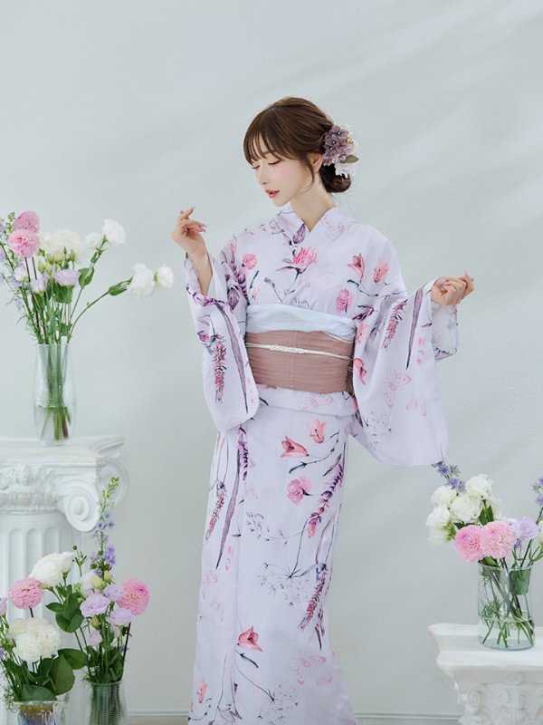 画像10: 【即日発送】【Riuコラボ】ボタニカルフラワーと蝶々の浴衣【浴衣３点セット 浴衣/帯/下駄】[yo/YMT]