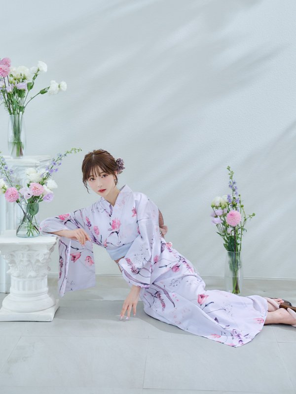 画像12: 【即日発送】【Riuコラボ】ボタニカルフラワーと蝶々の浴衣【浴衣３点セット 浴衣/帯/下駄】[yo/YMT]