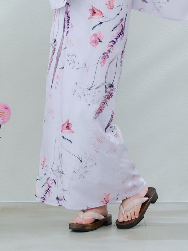 画像19: 【即日発送】【Riuコラボ】ボタニカルフラワーと蝶々の浴衣【浴衣３点セット 浴衣/帯/下駄】[yo/YMT]