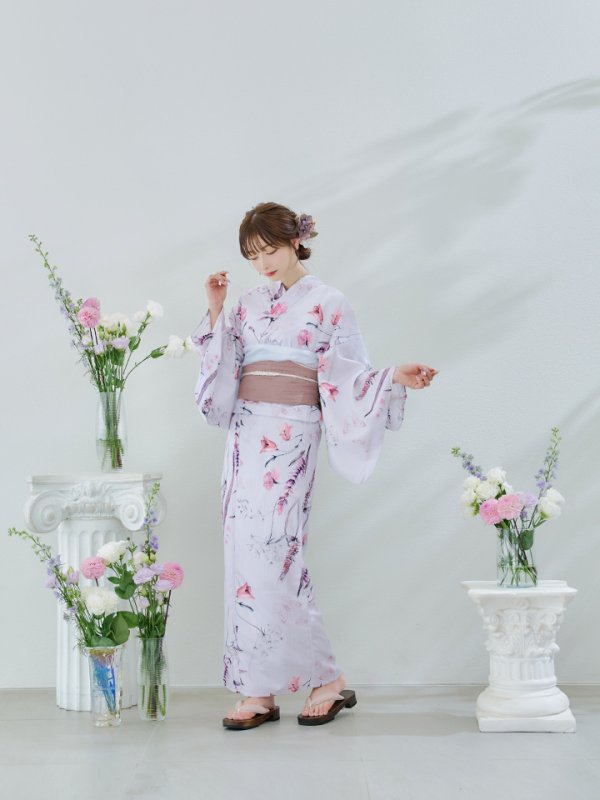 画像5: 【即日発送】【Riuコラボ】ボタニカルフラワーと蝶々の浴衣【浴衣３点セット 浴衣/帯/下駄】[yo/YMT]