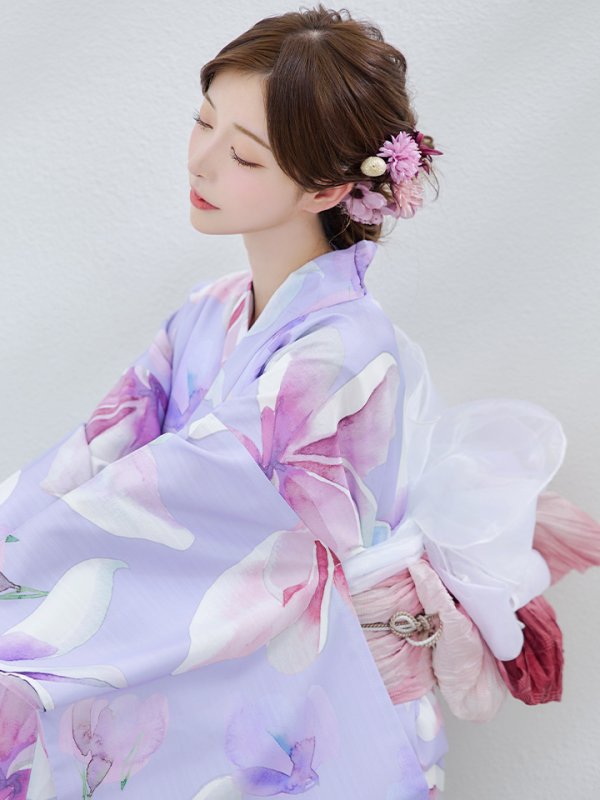 画像13: 【即日発送】【Riuコラボ】パープル地に咲く百合浴衣【浴衣３点セット 浴衣/帯/下駄】[yo/YMT]