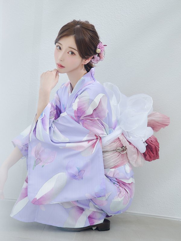 画像14: 【即日発送】【Riuコラボ】パープル地に咲く百合浴衣【浴衣３点セット 浴衣/帯/下駄】[yo/YMT]